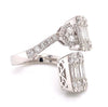 LARGE 3.41CT DIAMOND 18K WHITE GOLD 3D MULTI SHAPE DOUBLE HEART SQUARE LOVE RING