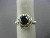 ESTATE 2.62CT WHITE & BLACK DIAMOND 14KT WHITE GOLD 3D FLOWER ENGAGEMENT RING