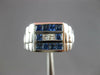 WIDE .86CT DIAMOND & AAA SAPPHIRE 18K WHITE GOLD PRINCESS SQUARE MENS RING 27175