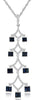 1.4CT DIAMOND & AAA SAPPHIRE 14KT WHITE GOLD ROUND & BAGUETTE CHANDELIER PENDANT
