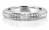 ESTATE .34CT DIAMOND 18KT WHITE GOLD CLASSIC PAVE 2 ROW WEDDING ANNIVERSARY RING