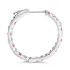 1.66CT DIAMOND AAA PINK SAPPHIRE 14K WHITE GOLD INSIDE OUT HOOP HANGING EARRINGS