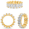 LARGE 8.15CT DIAMOND 18KT YELLOW GOLD EMERALD CUT LUCIDA ETERNITY WEDDING RING