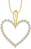 ESTATE 0.25CT DIAMOND 14KT 2 TONE GOLD 3D CLASSIC OPEN HEART LOVE PENDANT