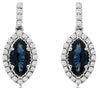 1.2CT DIAMOND & AAA SAPPHIRE 14KT WHITE GOLD MARQUISE & ROUND HANGING EARRINGS