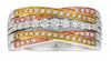 WIDE .48CT DIAMOND 14KT TRI COLOR GOLD MULTI ROW CRISS CROSS INFINITY LOVE RING