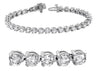 LARGE 10.0CT DIAMOND 14KT WHITE GOLD 3D CLASSIC ROUND 3 PRONG TENNIS BRACELET