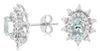 1.20CT DIAMOND & AAA AQUAMARINE 14K WHITE GOLD OVAL & ROUND FLORAL STAR EARRINGS