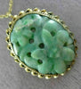 ANTIQUE AAA JADE 14KT YELLOW GOLD 3D HANDCRAFTED OVAL FLOWER FILIGREE PIN BROOCH