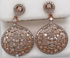 1.80CT DIAMOND 14K ROSE GOLD FLOWER OPEN FILIGREE TEAR DROP FUN HANGING EARRINGS