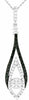 .45CT WHITE & BLACK DIAMOND 14KT WHITE GOLD 3D TEAR DROP FLOWER FLOATING PENDANT
