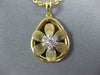 ESTATE .19CT DIAMOND 18KT YELLOW GOLD 3D FLOWER OPEN TEAR DROP PENDANT