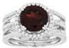 ESTATE 4.2CT DIAMOND & AAA GARNET 14KT WHITE GOLD ROUND HALO MULTI ROW FUN RING