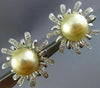 ESTATE LARGE .42CT DIAMOND & AAA SOUTH SEA PEARL 14KT WHITE GOLD FLOWER EARRINGS