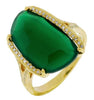 ESTATE EXTRA LARGE .10CT DIAMOND & AAA GREEN AGATE 14KT YELLOW GOLD 3D FUN RING
