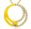 .28CT DIAMOND & YELLOW ENAMEL 14KT YELLOW GOLD 3D CIRCULAR LOVE KNOT FUN PENDANT