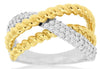 ESTATE .62CT DIAMOND 14K 2 TONE GOLD 3D MULTI ROW CRISS CROSS ROPE FUN LOVE RING