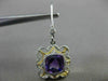 ESTATE 1.78CT DIAMOND & AMETHYST 14KT 2 TONE GOLD SQUARE ETOILE HANGING EARRINGS