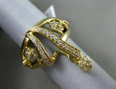 ESTATE EXTRA LARGE .45CT DIAMOND 14KT YELLOW GOLD 3D FLOWER FLOATING FUN RING