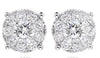 ESTATE .86CT DIAMOND 14KT WHITE GOLD SOLITAIRE CLASSIC HALO FLOWER STUD EARRINGS