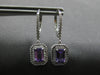 1.87CT DIAMOND & AAA AMETHYST 14KT WHITE GOLD 3D HALO LEVERBACK HANGING EARRINGS
