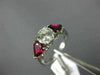 ESTATE 1.90CT DIAMOND & AAA RUBY PLATINUM PEAR SHAPE THREE STONE ENGAGEMENT RING
