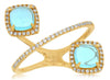 2.15CT DIAMOND & AAA BLUE TOPAZ 14K YELLOW GOLD CUSHION & ROUND CRISS CROSS RING
