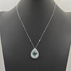 EXTRA LARGE 24.75CT DIAMOND & AAA AQUAMARINE 18KT WHITE GOLD TEAR DROP NECKLACE