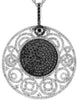 ESTATE LARGE 2.30CT WHITE & BLACK DIAMOND 14KT WHITE GOLD OPEN FILIGREE PENDANT
