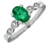 .88CT DIAMOND & AAA EMERALD 14KT WHITE GOLD OVAL & ROUND BEADED FRIENDSHIP RING