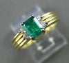 ESTATE .62CT DIAMOND & AAA EMERALD 14K WHITE & YELLOW GOLD ENGAGEMENT RING #3098