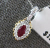 SMALL .43CT DIAMOND & RUBY 18K WHITE GOLD ROUND & MARQUISE HALO FLOATING PENDANT