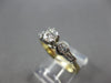 ESTATE .88CT DIAMOND 14KT 2 TONE GOLD 3D ROUND & BAGUETTE ENGAGEMENT RING #27991