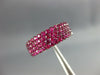 ESTATE WIDE .19CT AAA RUBY 18KT WHITE GOLD 3D CLASSIC MULTI ROW ANNIVERSARY RING