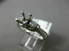 .6CT DIAMOND 14K WHITE GOLD 3 STONE FILIGREE MILGRAIN SEMI MOUNT ENGAGEMENT RING