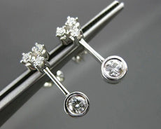 ANTIQUE .64CT DIAMOND 18KT WHITE GOLD SOLITAIRE HANGING EARRINGS BEAUTIFUL 11366