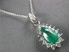 1.96CT DIAMOND & COLOMBIAN EMERALD 14K WHITE GOLD PEAR SHAPE HALO PENDANT #27053
