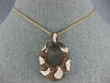 LARGE 2.21CT WHITE & ORANGE DIAMOND 18K ROSE GOLD 3D TEAR DROP MOON OVAL PENDANT