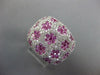 EXTRA LARGE 4.11CT DIAMOND & AAA PINK SAPPHIRE 18KT WHITE GOLD MULTI FLOWER RING