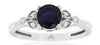 1.15CT DIAMOND & AAA SAPPHIRE 14K WHITE GOLD 3D ROUND MULTI LEAF ENGAGEMENT RING