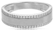 .22CT DIAMOND 14K WHITE GOLD 3D CLASSIC MATTE & SHINY SEMI ETERNITY WEDDING RING