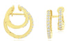ESTATE .48CT DIAMOND 14KT YELLOW GOLD 3D CLASSIC DOUBLE HUGGIE HOOP FUN EARRINGS