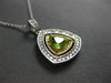 LARGE 1.15CT DIAMOND & AAA PERIDOT 14KT 2 TONE GOLD 3D TRILLION FLOATING PENDANT