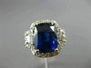 ESTATE LARGE 6.72CT DIAMOND & AAA SAPPHIRE PLATINUM CUSHION HALO ENGAGEMENT RING