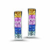 2.45CT AAA MULTI COLOR SAPPHIRE 14KT WHITE GOLD 3D PRINCESS INVISIBLE EARRINGS
