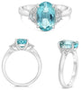 ESTATE 3.07CT DIAMOND & AAA PARABIA TOURMALINE PLATINUM 3D OVAL & HALF MOON RING