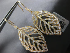 EXTRA LARGE 3.05CT DIAMOND 18KT ROSE GOLD ROUND LEAF LEVERBACK HANGING EARRINGS