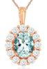 1.85CT DIAMOND & AAA AQUAMARINE 14KT ROSE GOLD 3D OVAL & ROUND FLOATING PENDANT