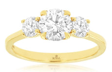 1.55CT DIAMOND 14K YELLOW GOLD ROUND 3 STONE PAST PRESENT FUTURE ENGAGEMENT RING