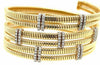 EXTRA LARGE .80CT DIAMOND 18K 2 TONE GOLD 3D FLEXIBLE SNAKE CUFF BANGLE BRACELET